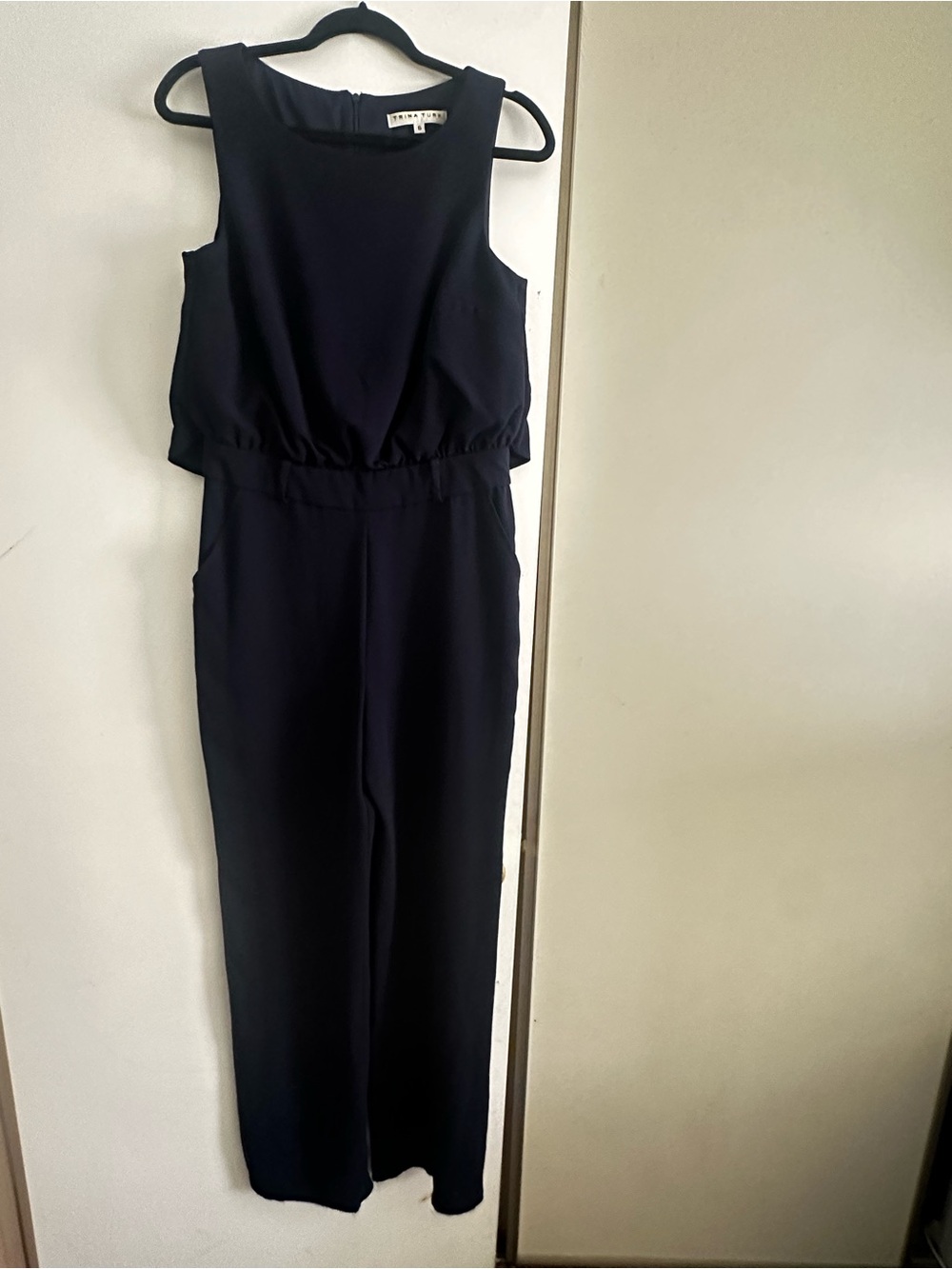 Trina Turk Black Sleeveless Wide-Leg Jumpsuit